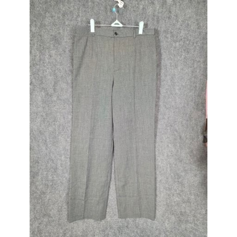 Rafaella Womens Black White Micro Check Straight Leg Dress Pants Sz 12 High Rise